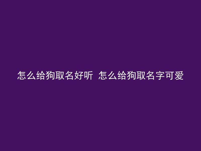 怎么给狗取名好听 怎么给狗取名字可爱