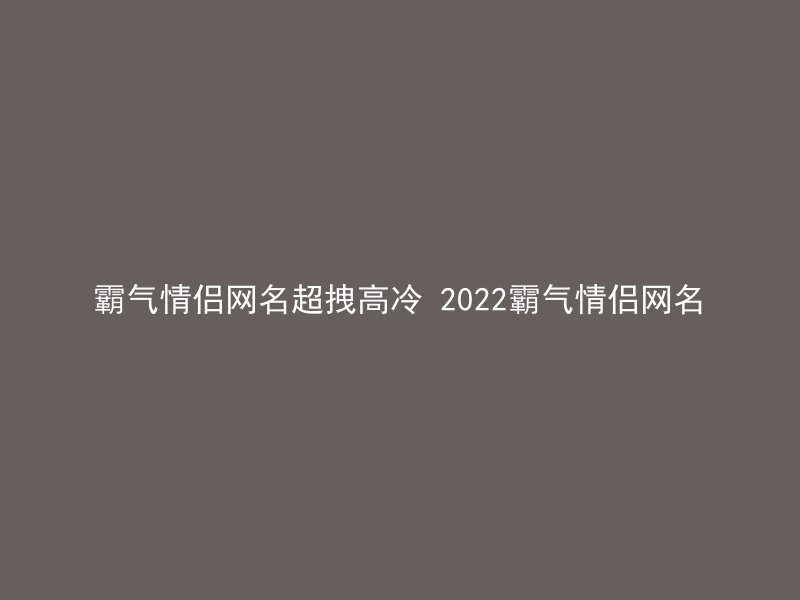 霸气情侣网名超拽高冷 2022霸气情侣网名