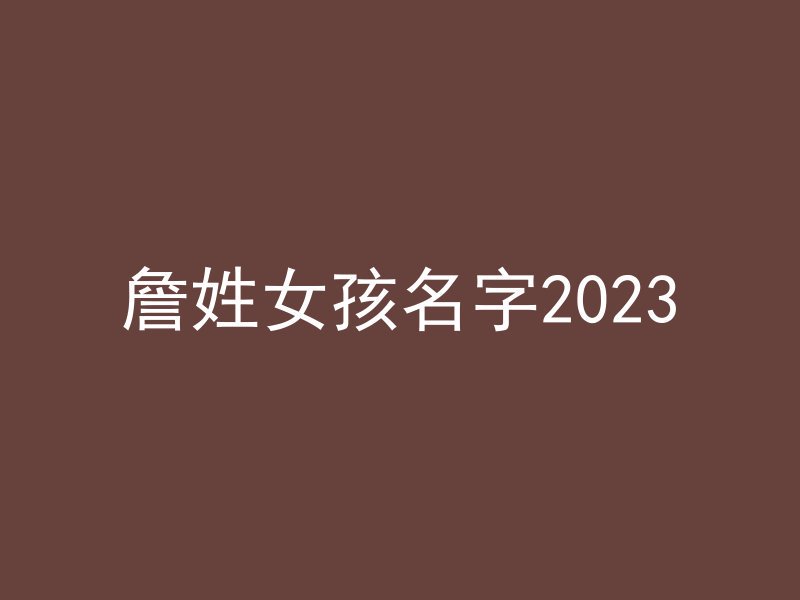 詹姓女孩名字2023