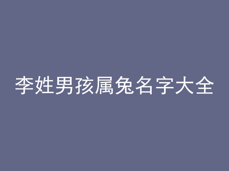 李姓男孩属兔名字大全