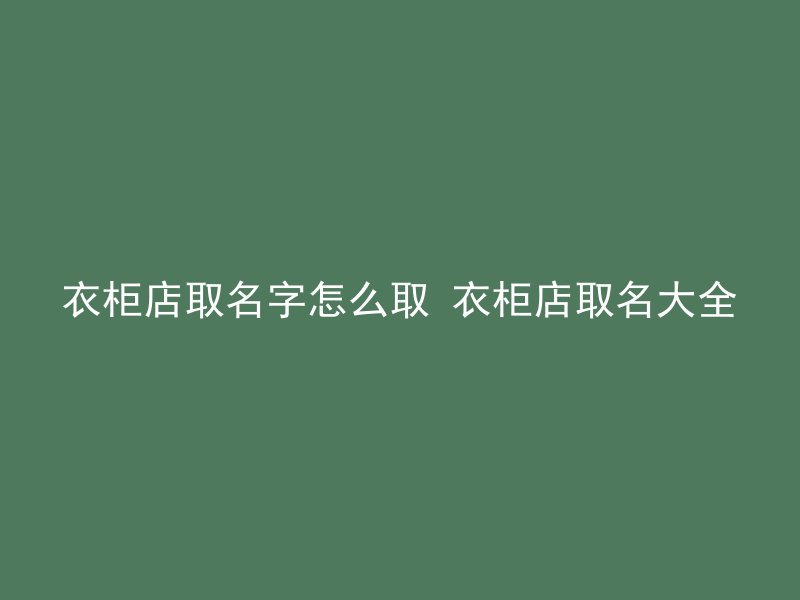 衣柜店取名字怎么取 衣柜店取名大全