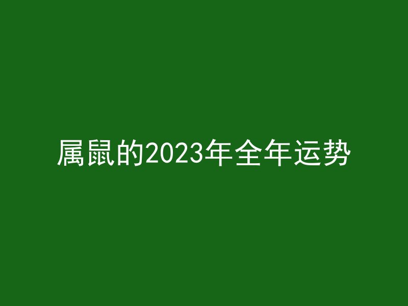 属鼠的2023年全年运势