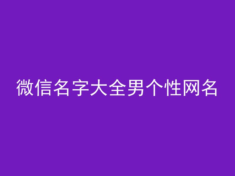 微信名字大全男个性网名