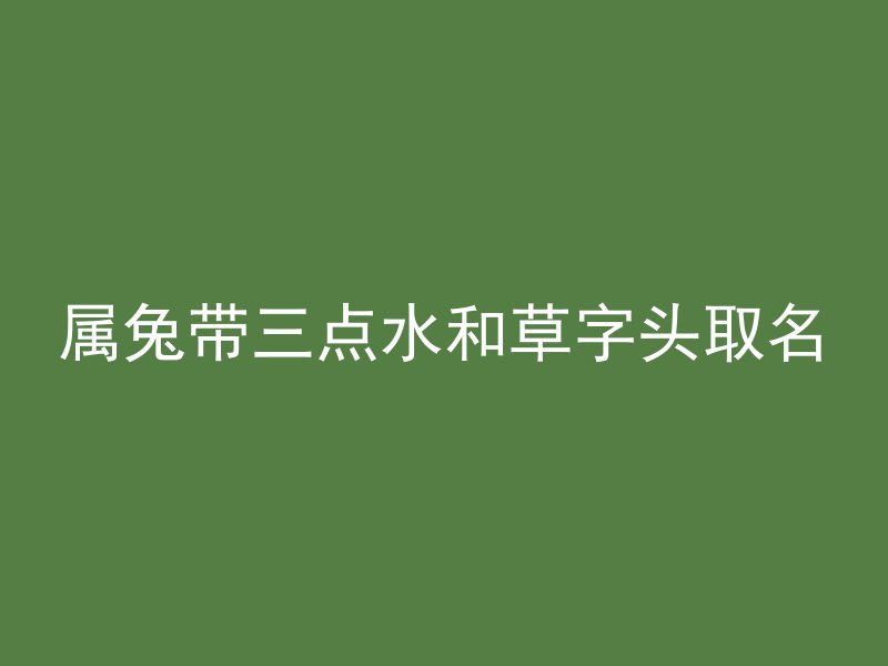 属兔带三点水和草字头取名