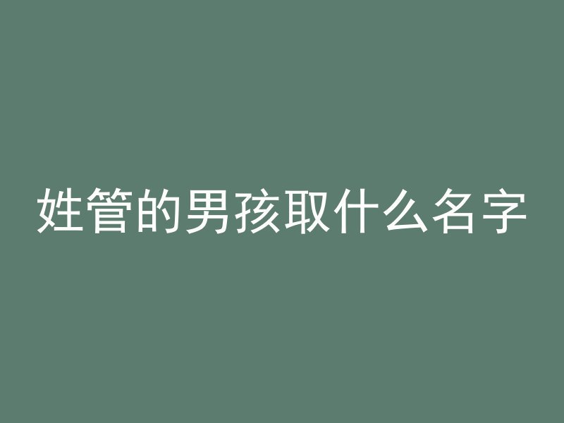 姓管的男孩取什么名字