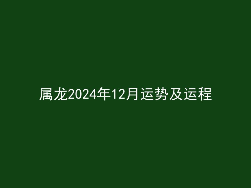 属龙2024年12月运势及运程
