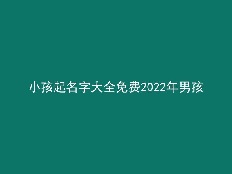 小孩起名字大全免费2022年男孩