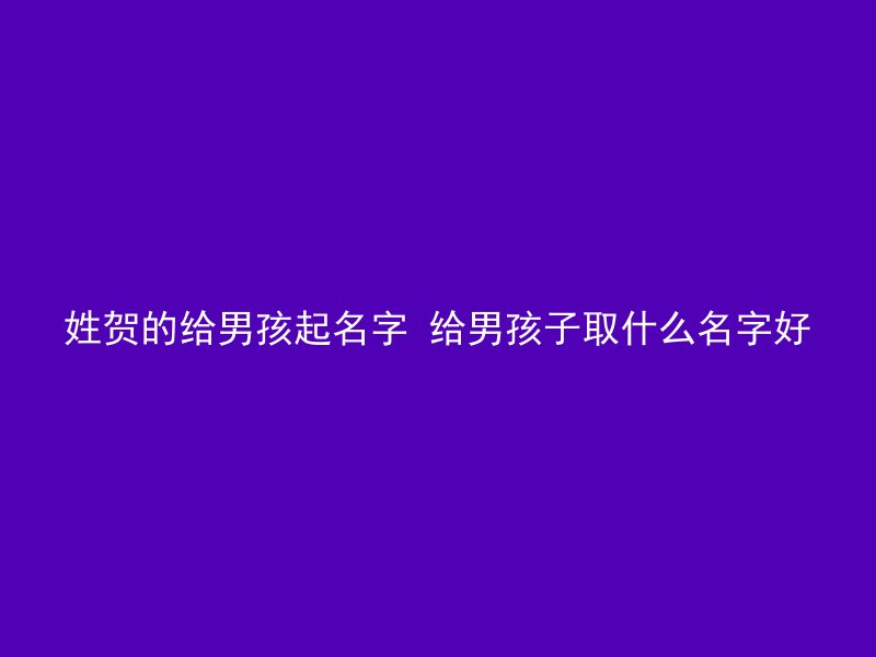 姓贺的给男孩起名字 给男孩子取什么名字好