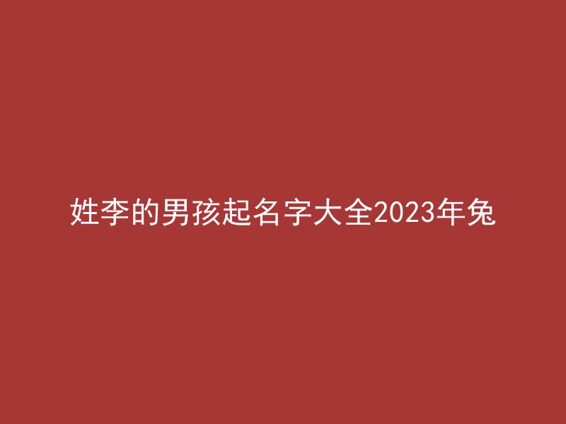 姓李的男孩起名字大全2023年兔
