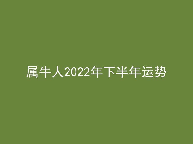 属牛人2022年下半年运势