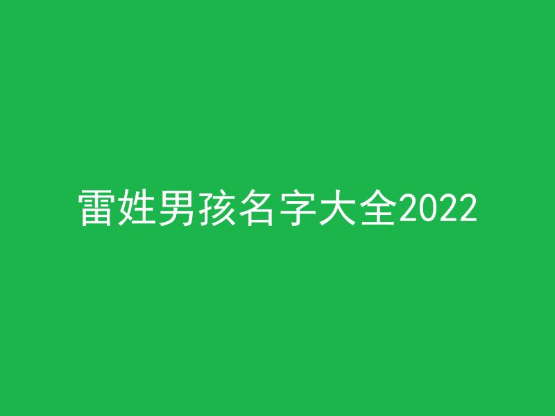 雷姓男孩名字大全2022